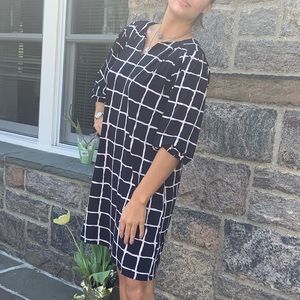 Luxology XL Navy & White Shirt Dress